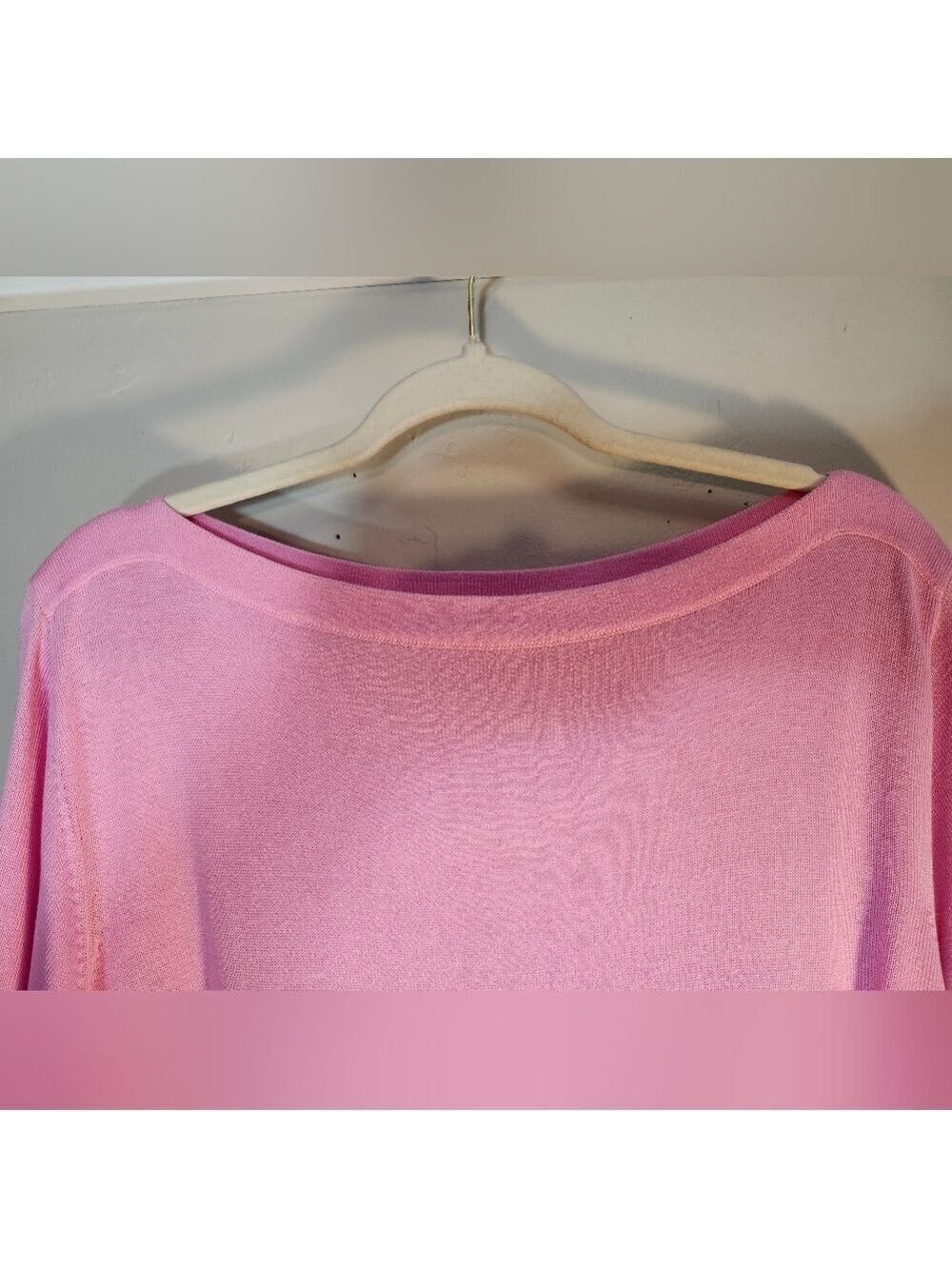 Real Clothes Pink Boat Neck Long Sleeve Spring/summer Lightweight Sweater Sz 2x - Picture 2 of 7